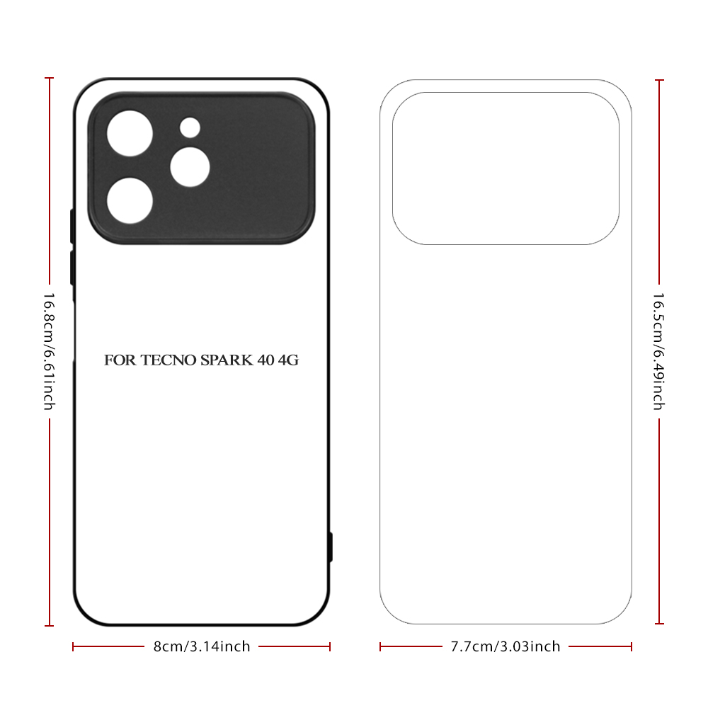 Smooth Sides!!! For Tecno Spark 40 Series Sublimation 2D TPU Silicone Phone Case Cover With Aluminum Insert for Tecno Spark 40 4G, Spark 40C, Spark 40 Pro, Spark 40 Pro Plus