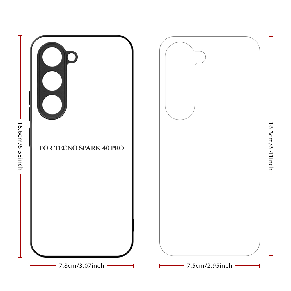 Smooth Sides!!! For Tecno Spark 40 Series Sublimation 2D TPU Silicone Phone Case Cover With Aluminum Insert for Tecno Spark 40 4G, Spark 40C, Spark 40 Pro, Spark 40 Pro Plus