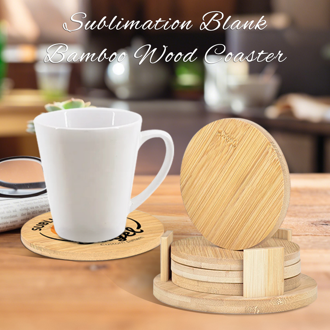 4PCS Custom Sublimation Blank Wood Coaster Set Square/Round Cup Mat DIY Home Decoration Supplies Mug Mat