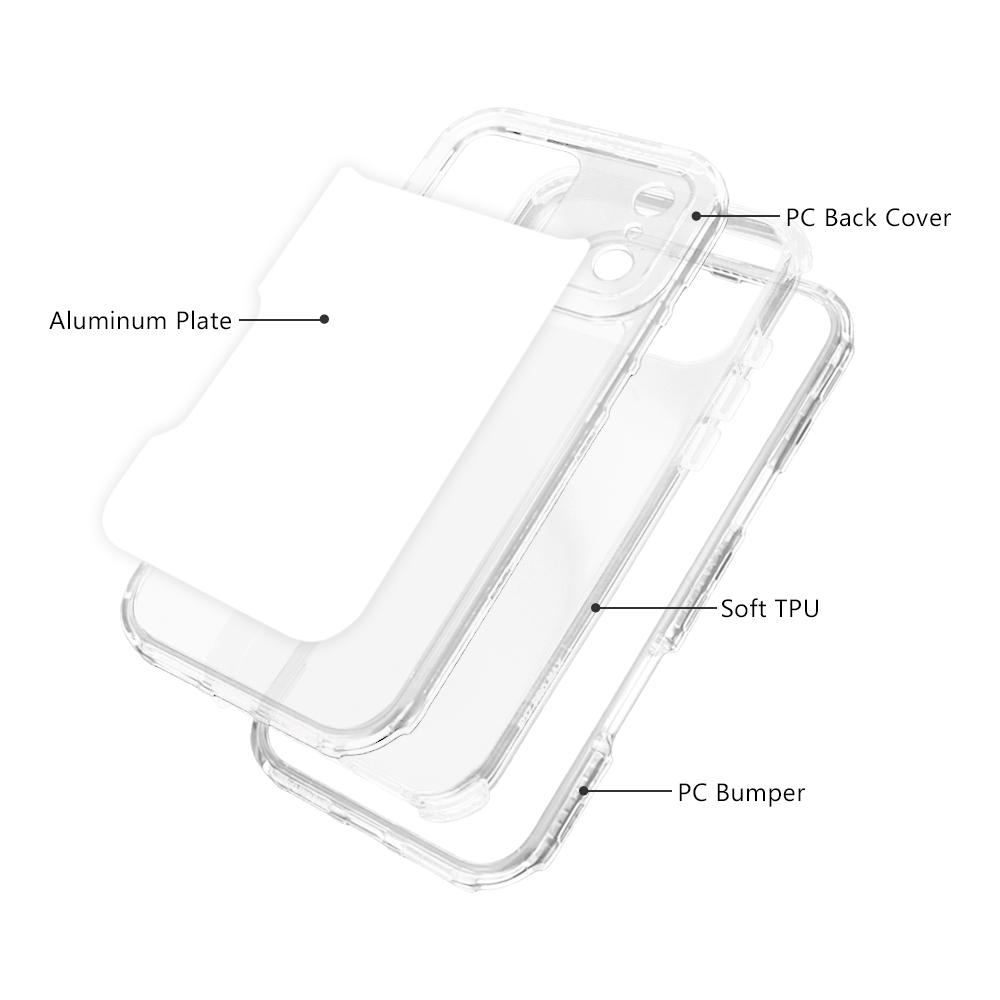 New arrival Sublimation 2D 3in1 Transparent Phone Case For iPhone 17 Series, iPhone 16,15,14,13,12 Series