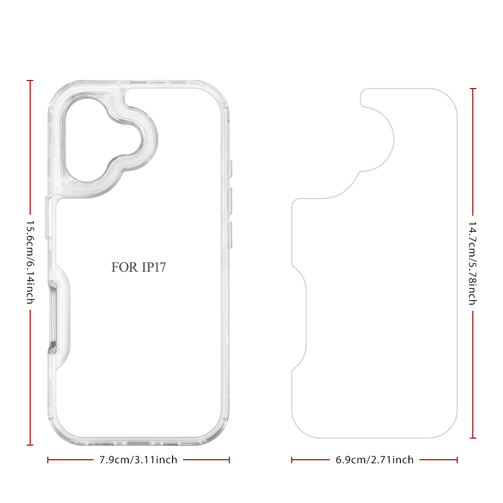 New arrival Sublimation 2D 3in1 Transparent Phone Case For iPhone 17 Series, iPhone 16,15,14,13,12 Series