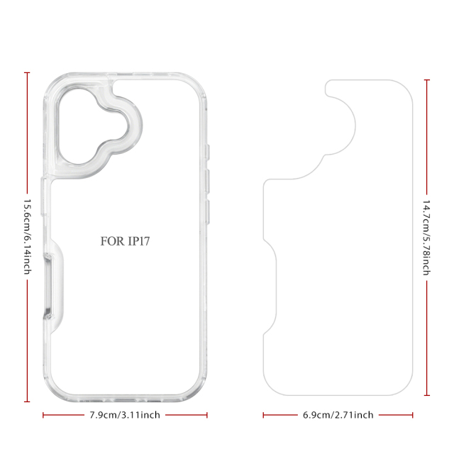 New arrival Sublimation 2D 3in1 Transparent Phone Case For iPhone 17 Series, iPhone 16,15,14,13,12 Series