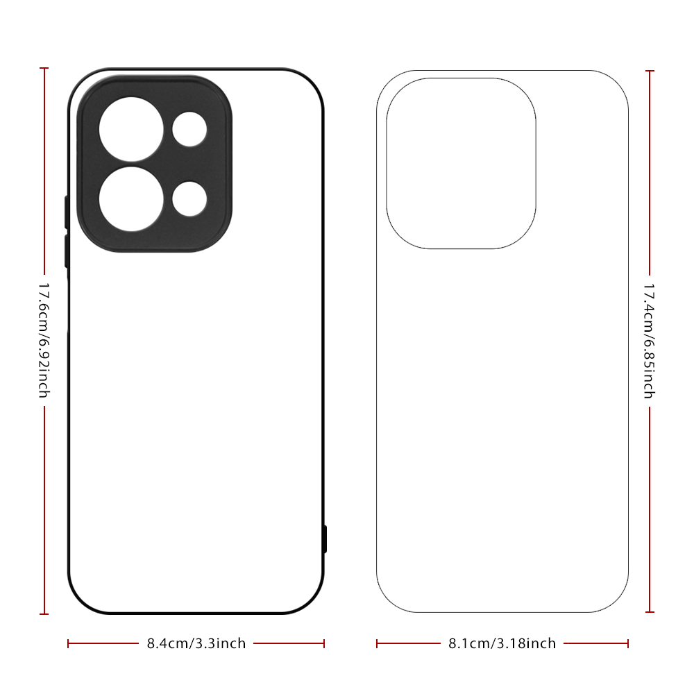 For Redmi 15C 4G EU, 13X, 14C 4G,Redmi 13C 5G,13C 4G DIY Logo Sublimation Blank 2D TPU Phone Case With Aluminum Insert