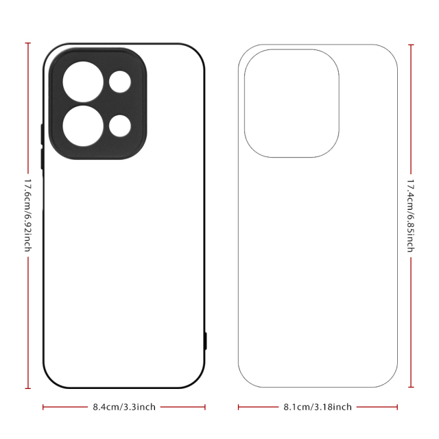 For Redmi 15C 4G EU, 13X, 14C 4G,Redmi 13C 5G,13C 4G DIY Logo Sublimation Blank 2D TPU Phone Case With Aluminum Insert