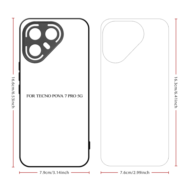 Smooth Sides!!! For Tecno Pova 7 Pro,Tecno Pova 7 Ultra 2D TPU Phone Case With Aluminum Insert For Sublimation Printing