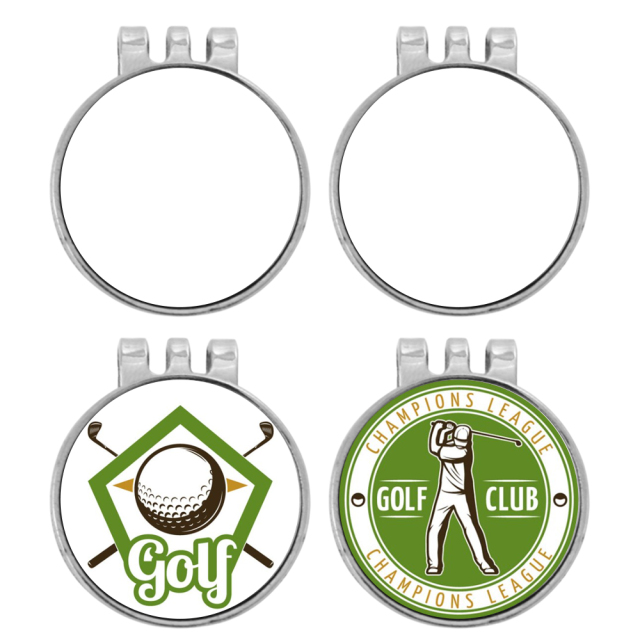 Sublimation Blank Golf Hat Clip - Magnetic Silver Cap Holder, Heat-Transfer Printable Golf Accessory, Magnet Clip for Hats & Caps