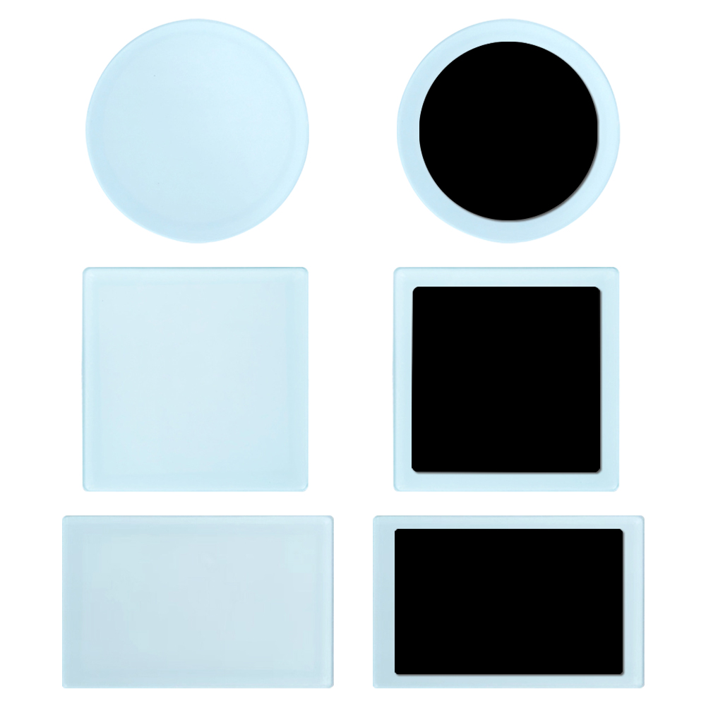 Blank Sublimation Glass Fridge Magnets - Rectangular (84x54x3mm), Round (60x3mm) & Square (60x60x3mm) | Heat-Transfer Printable Refrigerator Stickers, Customizable Glass Magnet Decor