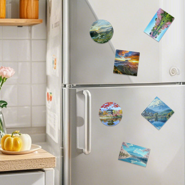 Blank Sublimation Glass Fridge Magnets - Rectangular (84x54x3mm), Round (60x3mm) & Square (60x60x3mm) | Heat-Transfer Printable Refrigerator Stickers, Customizable Glass Magnet Decor