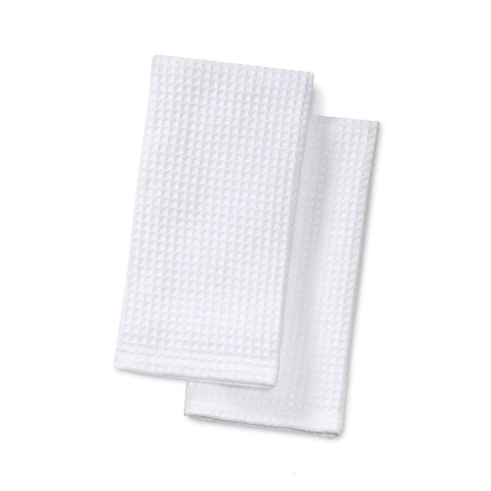 Blank Sublimation Waffle Weave Towel - White Heat-Transfer Printable Cloth, Waffle Textured Towel for Custom Designs | Reusable Waffle Fabric Towel