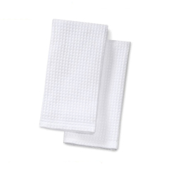 Blank Sublimation Waffle Weave Towel - White Heat-Transfer Printable Cloth, Waffle Textured Towel for Custom Designs | Reusable Waffle Fabric Towel