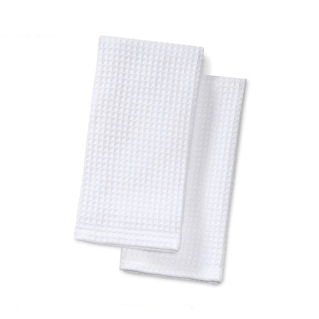 Blank Sublimation Waffle Weave Towel - White Heat-Transfer Printable Cloth, Waffle Textured Towel for Custom Designs | Reusable Waffle Fabric Towel