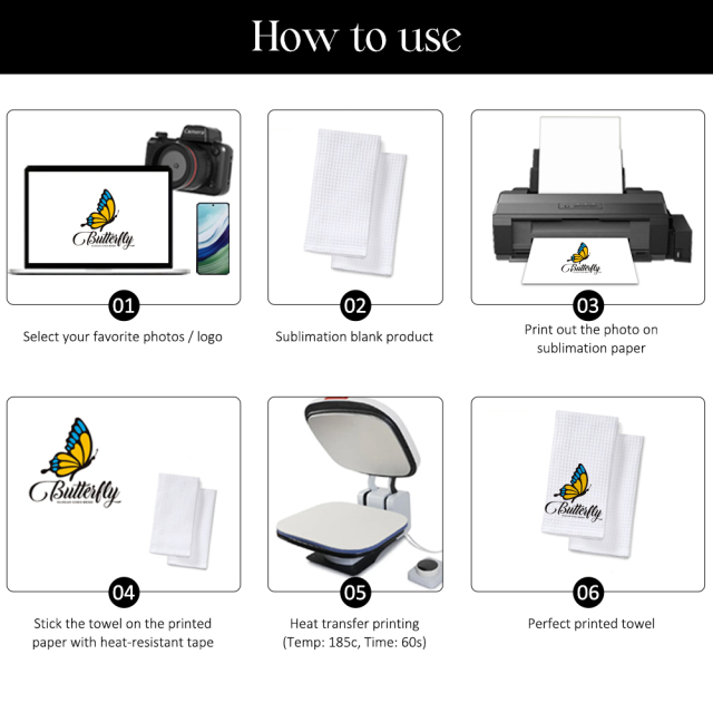 Blank Sublimation Waffle Weave Towel - White Heat-Transfer Printable Cloth, Waffle Textured Towel for Custom Designs | Reusable Waffle Fabric Towel