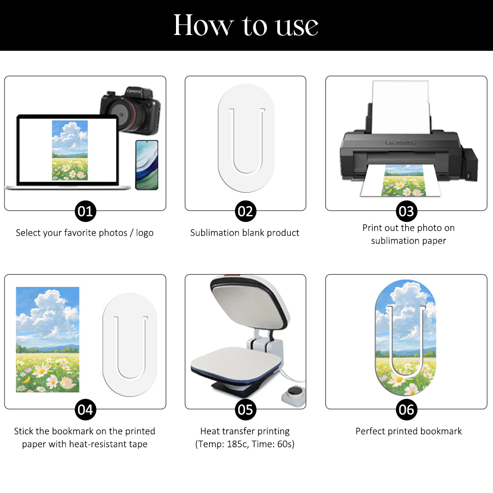 Blank Sublimation Double-Sided Shaped PET Bookmark - Heat Transfer Printable Irregular PET Book Marker, Customizable Double-Sided PET Page Holder Sublimation Stationery