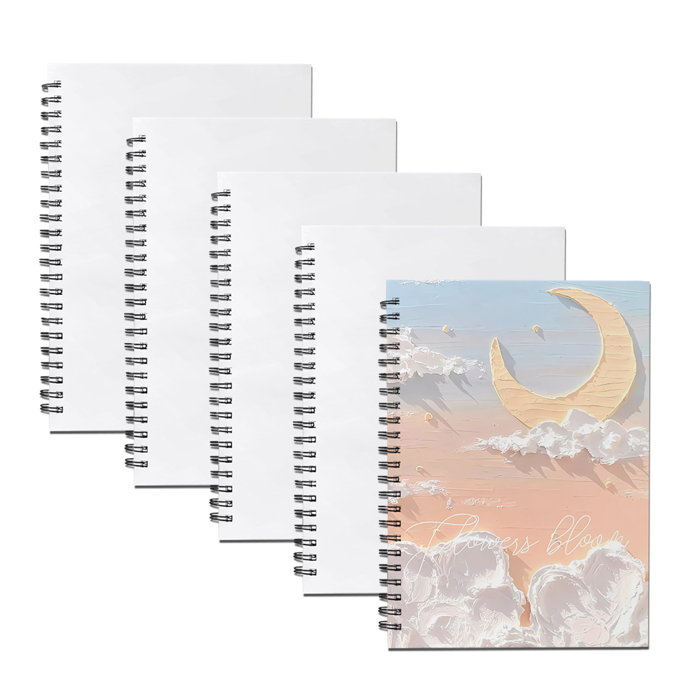 Sublimation Blank Heat Transfer Spiral Notebook - Hardboard Cover Journal, Customizable Spiral-Bound Notebook | Heat-Transfer Printable Hard Cover Spiral Notebook for Daily Use Sublimation Stationery
