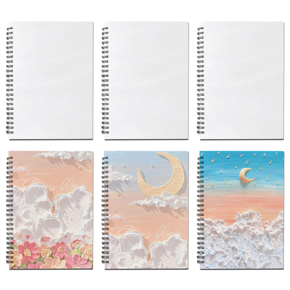 Sublimation Blank Heat Transfer Spiral Notebook - Hardboard Cover Journal, Customizable Spiral-Bound Notebook | Heat-Transfer Printable Hard Cover Spiral Notebook for Daily Use Sublimation Stationery