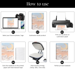 Sublimation Blank Heat Transfer Spiral Notebook - Hardboard Cover Journal, Customizable Spiral-Bound Notebook | Heat-Transfer Printable Hard Cover Spiral Notebook for Daily Use Sublimation Stationery