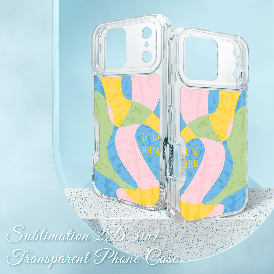 New arrival Sublimation 2D 3in1 Transparent Phone Case For iPhone 17 Series, iPhone 16,15,14,13,12 Series