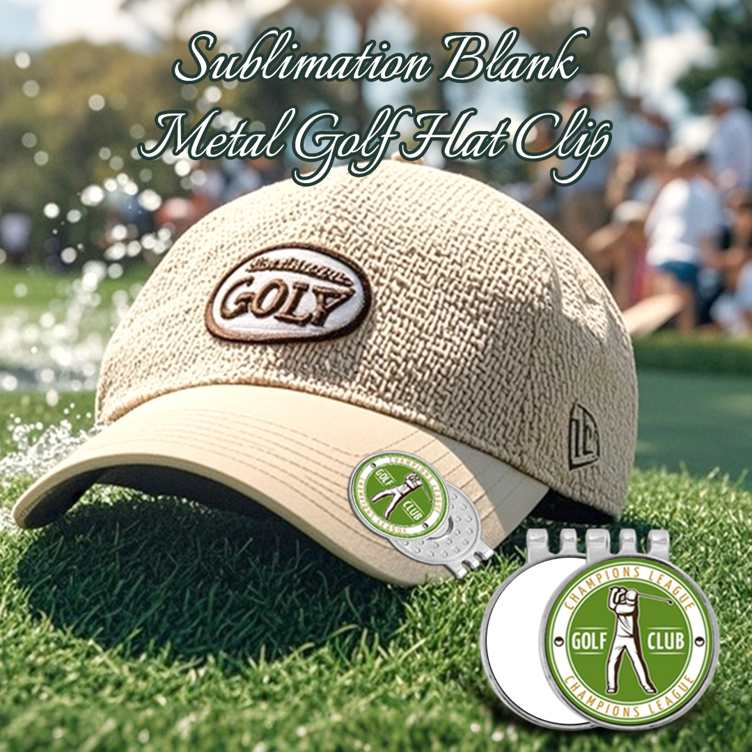 Sublimation Blank Golf Hat Clip - Magnetic Silver Cap Holder, Heat-Transfer Printable Golf Accessory, Magnet Clip for Hats & Caps
