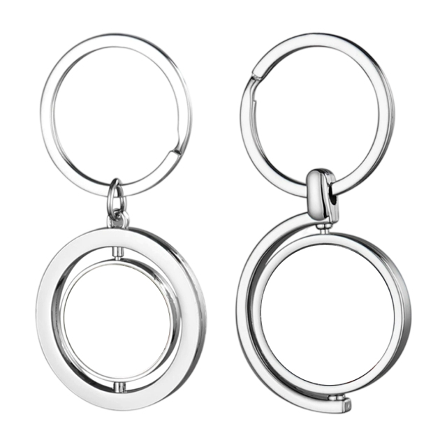 DIY Sublimation 360 Degrees Rotatable Keychain Blank Double-sided Printing Decoration Heat Press Metal Pendant Keychain Small Gift