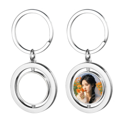 DIY Sublimation 360 Degrees Rotatable Keychain Blank Double-sided Printing Decoration Heat Press Metal Pendant Keychain Small Gift