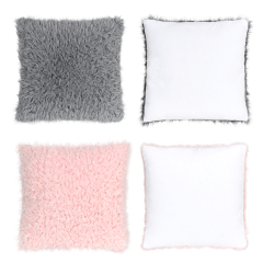 Sublimation Short Plush Pillowcase - Front Plush, Back Printable, Pink & Grey Pillow Case | Heat-Transfer Blank Pillow Cover, Customizable Soft Cushion Case
