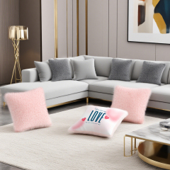 Sublimation Short Plush Pillowcase - Front Plush, Back Printable, Pink & Grey Pillow Case | Heat-Transfer Blank Pillow Cover, Customizable Soft Cushion Case