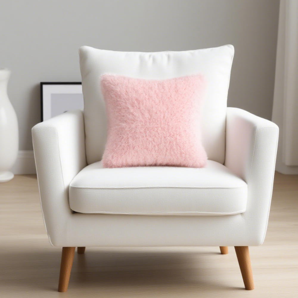 Sublimation Short Plush Pillowcase - Front Plush, Back Printable, Pink & Grey Pillow Case | Heat-Transfer Blank Pillow Cover, Customizable Soft Cushion Case