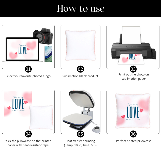 Sublimation Short Plush Pillowcase - Front Plush, Back Printable, Pink & Grey Pillow Case | Heat-Transfer Blank Pillow Cover, Customizable Soft Cushion Case