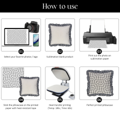 Blank Sublimation Cotton Linen Pillowcase - Ruffled Edge Trim, Plaid Ruffles Pillow Case | Natural Cotton-Linen Center, Heat Transfer Printable Pillow Cover