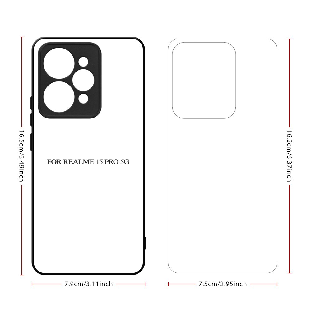 Sublimation 2D TPU Phone Cases for Realme P4 Power, Realme 15 5G, Realme 14 5G, Realme 13 Pro 5G, Realme14 Pro 5G,14 Pro+ 5G,Realme P3 Pro 5G Heat Transfer 2D TPU Phone Back Cover With Aluminum Sheet For DIY Customization.