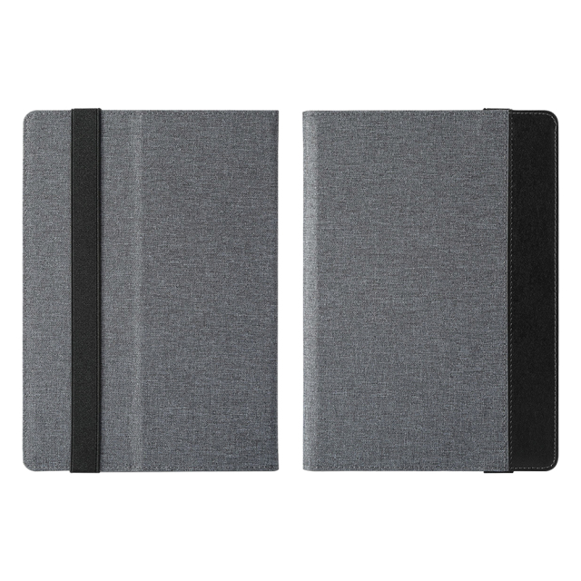 Silver Gray Cotton Linen Case for iPad Custom Holder with Four Corners Snap Fixing PU Cover for iPad Series Universal Model