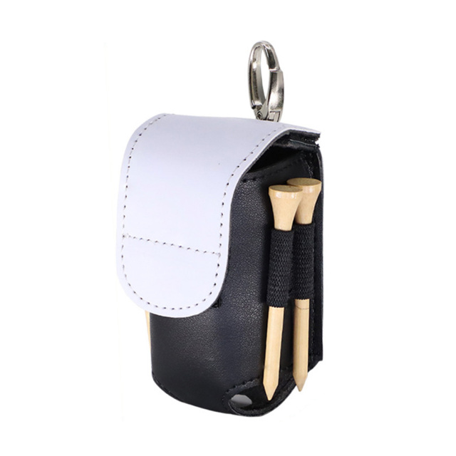 Sublimation Blank PU Leather Golf Mini Hanging Bag with Velcro Closure Heat Transfer DIY Golf Ball & Tee Storage Bag