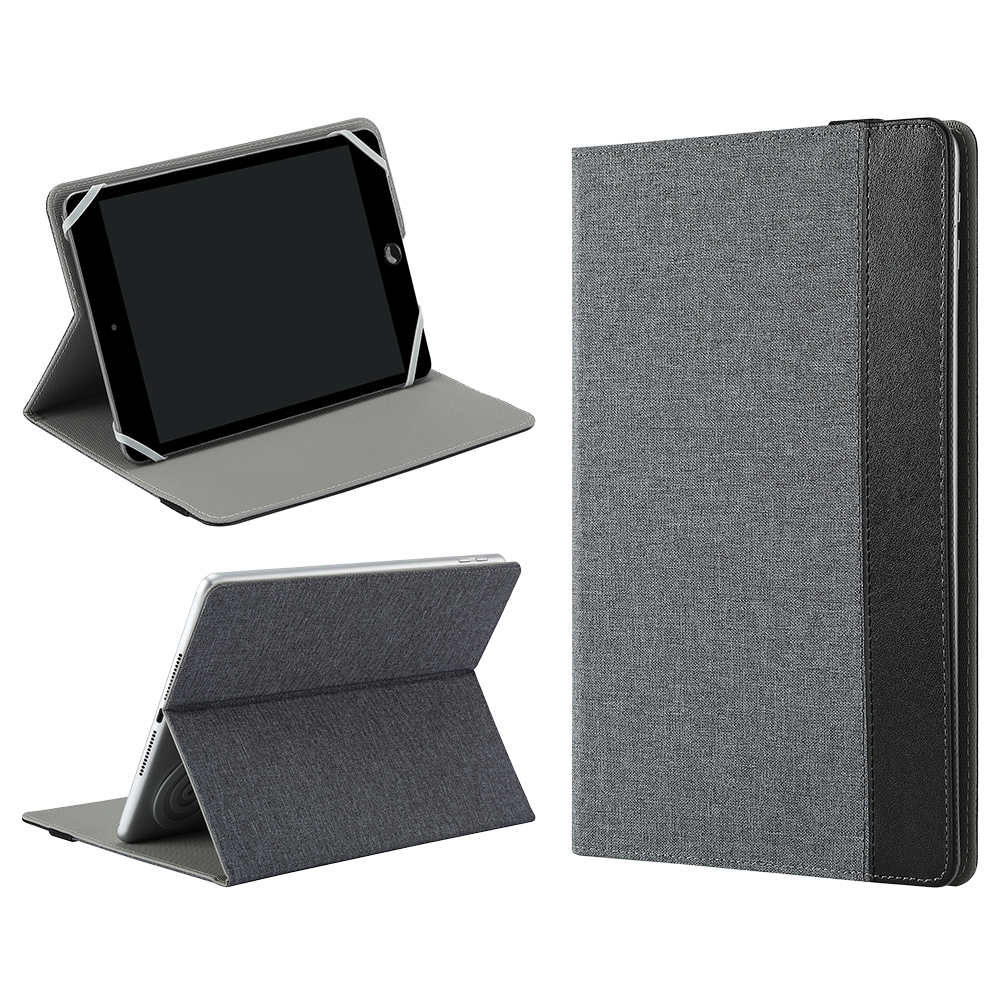 Silver Gray Cotton Linen Protective Case for iPad Custom Holder with Silicone Buckle PU Cover Stand for iPad Series Universal Model