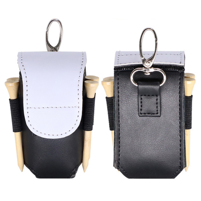 Sublimation Blank PU Leather Golf Mini Hanging Bag with Velcro Closure Heat Transfer DIY Golf Ball & Tee Storage Bag