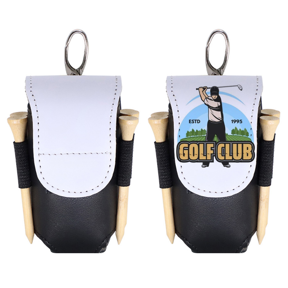 Sublimation Blank PU Leather Golf Mini Hanging Bag with Velcro Closure Heat Transfer DIY Golf Ball & Tee Storage Bag