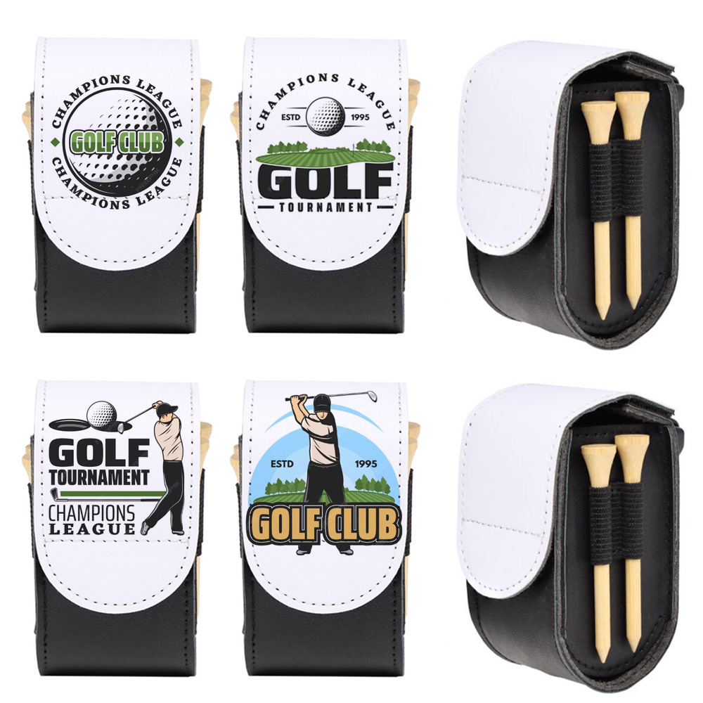 Sublimation Blank PU Leather Golf Mini Hanging Bag - Waistbelt-Mountable with Golf Bag Back Buckle & Velcro Closure