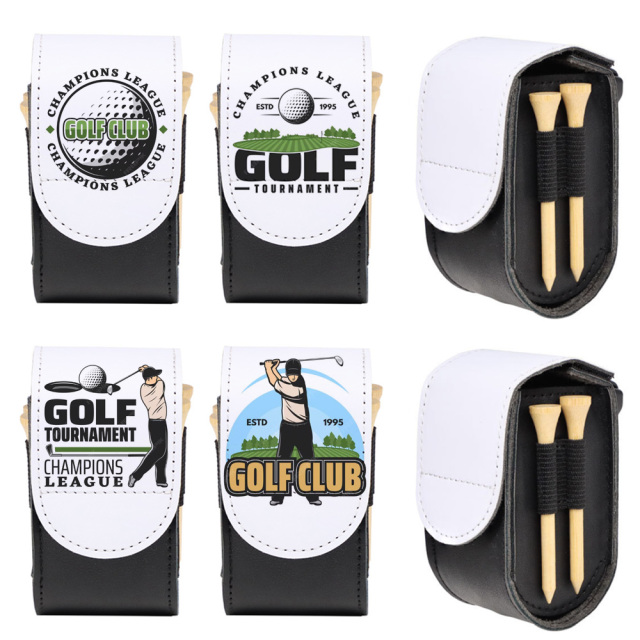 Sublimation Blank PU Leather Golf Mini Hanging Bag - Waistbelt-Mountable with Golf Bag Back Buckle & Velcro Closure