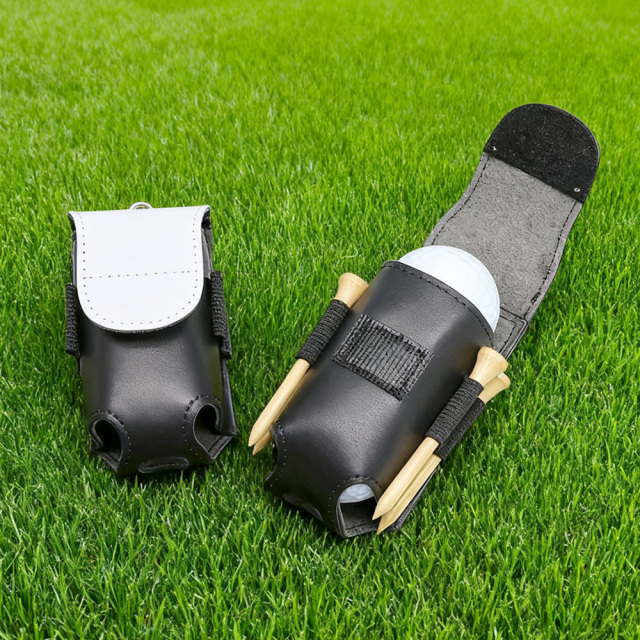 Sublimation Blank PU Leather Golf Mini Hanging Bag with Velcro Closure Heat Transfer DIY Golf Ball & Tee Storage Bag