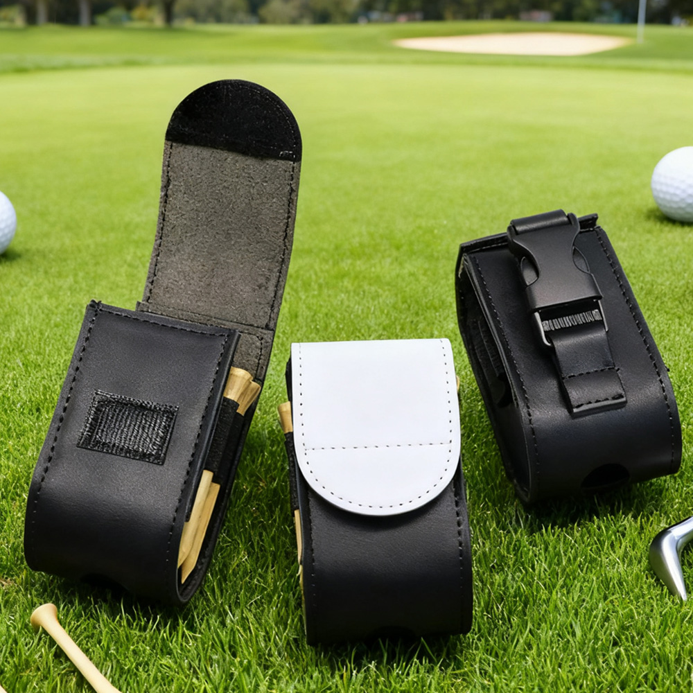 Sublimation Blank PU Leather Golf Mini Hanging Bag - Waistbelt-Mountable with Golf Bag Back Buckle & Velcro Closure