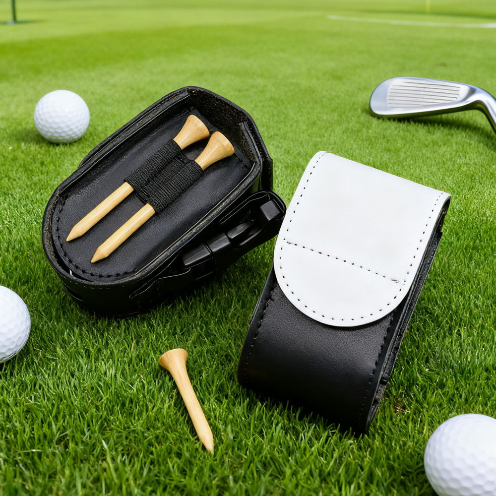 Sublimation Blank PU Leather Golf Mini Hanging Bag - Waistbelt-Mountable with Golf Bag Back Buckle & Velcro Closure