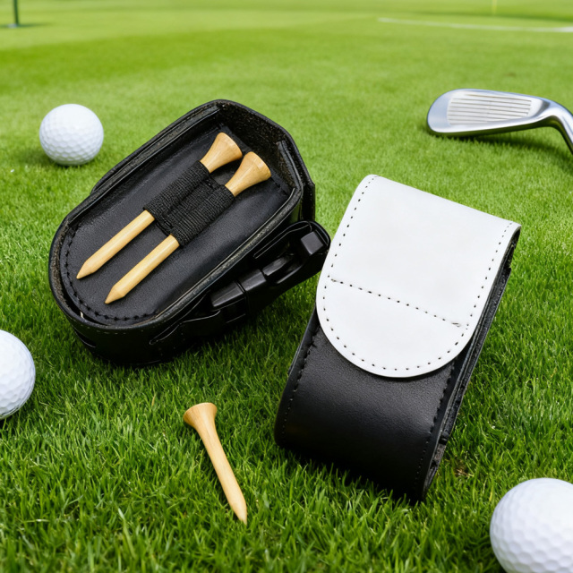 Sublimation Blank PU Leather Golf Mini Hanging Bag - Waistbelt-Mountable with Golf Bag Back Buckle & Velcro Closure