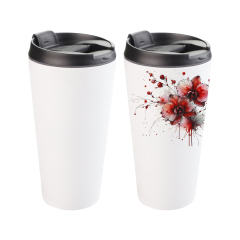 Blank 16oz Double-Wall Tapered Stainless Steel Tumbler - Sublimation & Heat Transfer Printable, Insulated Metal Tumbler | Customizable Conical Stainless Steel Cup for Drinks