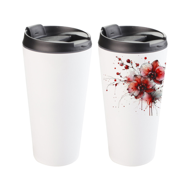 Blank 16oz Double-Wall Tapered Stainless Steel Tumbler - Sublimation & Heat Transfer Printable, Insulated Metal Tumbler | Customizable Conical Stainless Steel Cup for Drinks