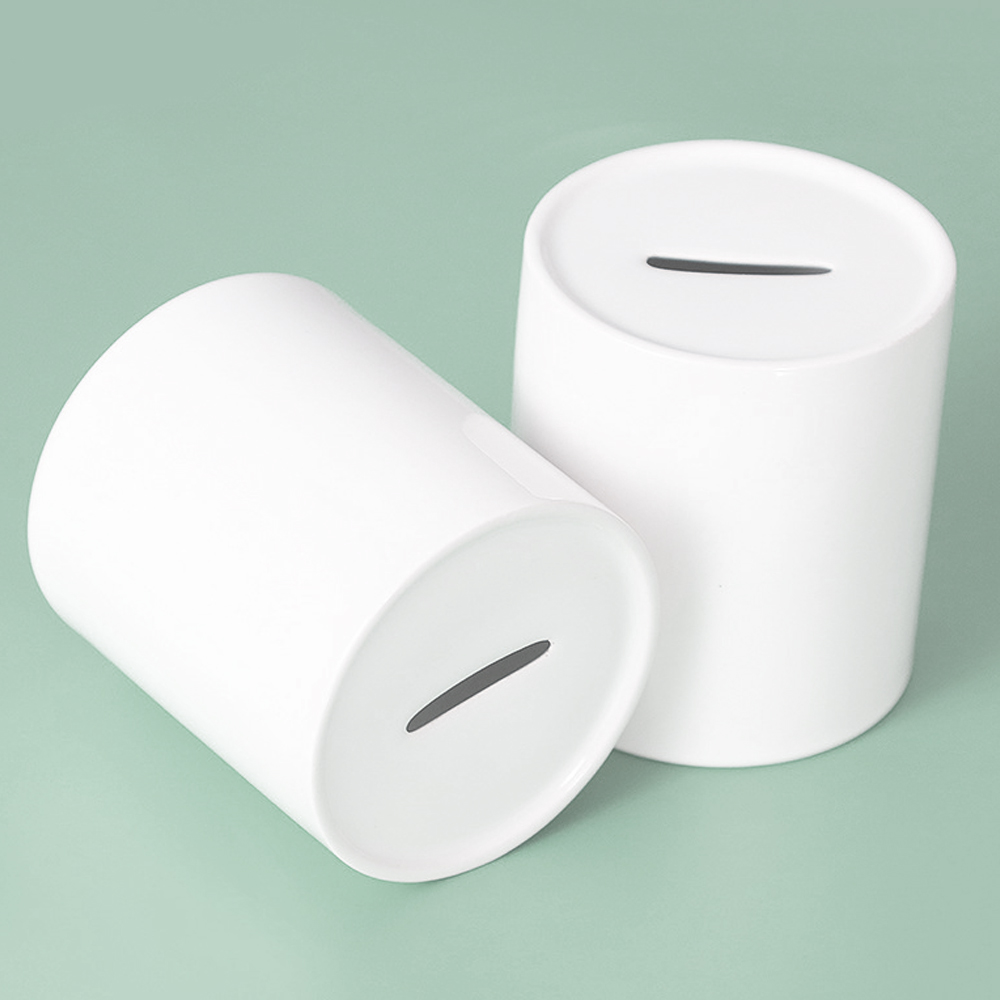 Blank Sublimation Ceramic Piggy Bank - Sublimation & Heat Transfer Printable Round Ceramic Coin Bank, Customizable Cylinder Ceramic Money Jar