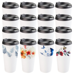 Blank 16oz Double-Wall Tapered Stainless Steel Tumbler - Sublimation & Heat Transfer Printable, Insulated Metal Tumbler | Customizable Conical Stainless Steel Cup for Drinks