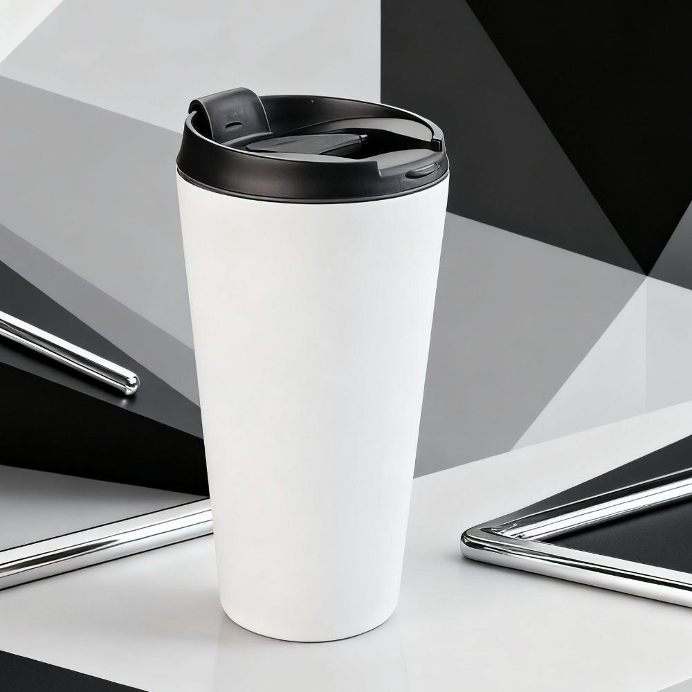 Blank 16oz Double-Wall Tapered Stainless Steel Tumbler - Sublimation & Heat Transfer Printable, Insulated Metal Tumbler | Customizable Conical Stainless Steel Cup for Drinks