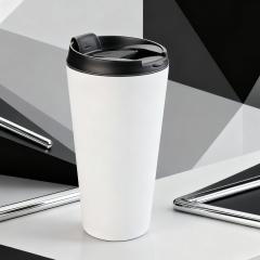 Blank 16oz Double-Wall Tapered Stainless Steel Tumbler - Sublimation & Heat Transfer Printable, Insulated Metal Tumbler | Customizable Conical Stainless Steel Cup for Drinks