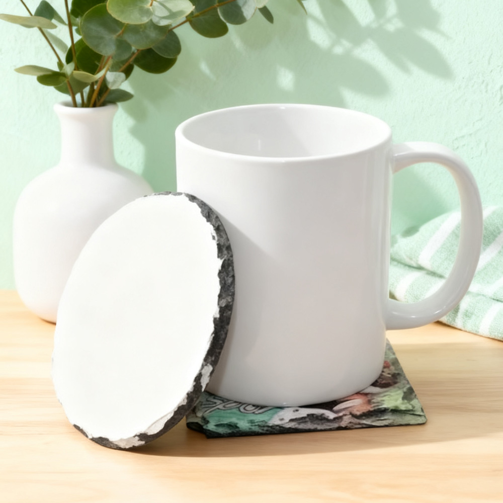 Blank Sublimation Rock Painting Coaster - Heat Transfer Printable Stone Coaster, Customizable Rock Photo Frame Drink Coaster | Heat-Transfer Ready Rock Cup Mat for Home/Bar