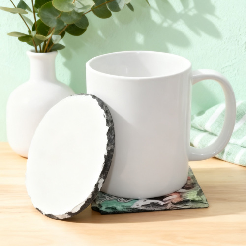 Blank Sublimation Rock Painting Coaster - Heat Transfer Printable Stone Coaster, Customizable Rock Photo Frame Drink Coaster | Heat-Transfer Ready Rock Cup Mat for Home/Bar