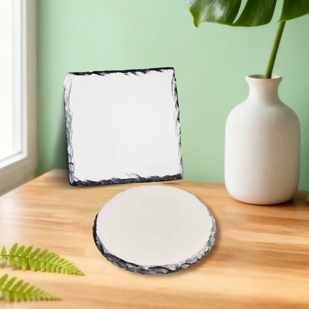 Blank Sublimation Rock Painting Coaster - Heat Transfer Printable Stone Coaster, Customizable Rock Photo Frame Drink Coaster | Heat-Transfer Ready Rock Cup Mat for Home/Bar